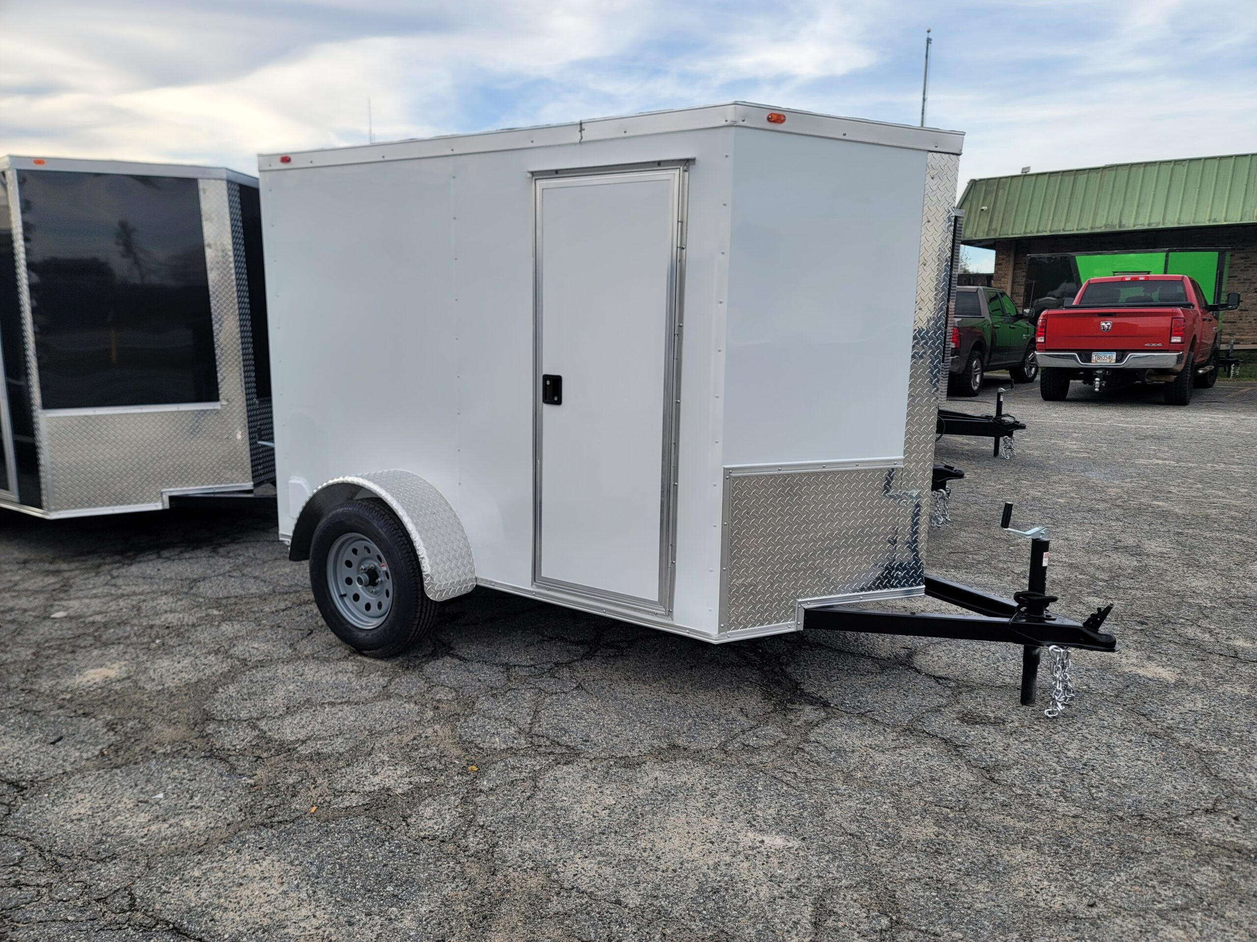 5x8 Single Axle White Steel Pines Enclosed Cargo Trailer